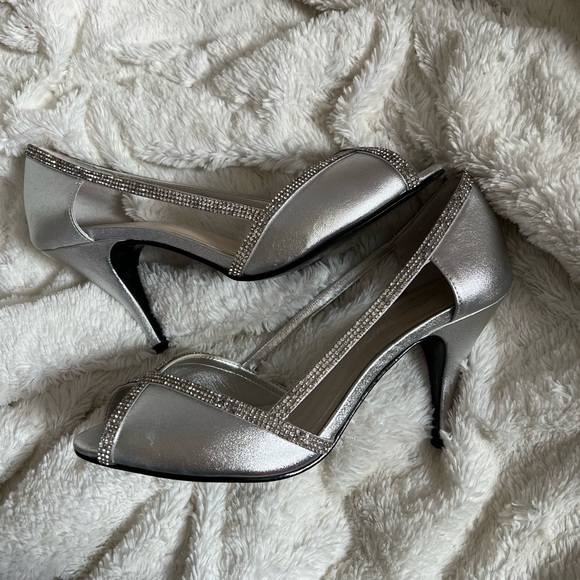 Silver Peep Toe Heels - Picture 3 of 4